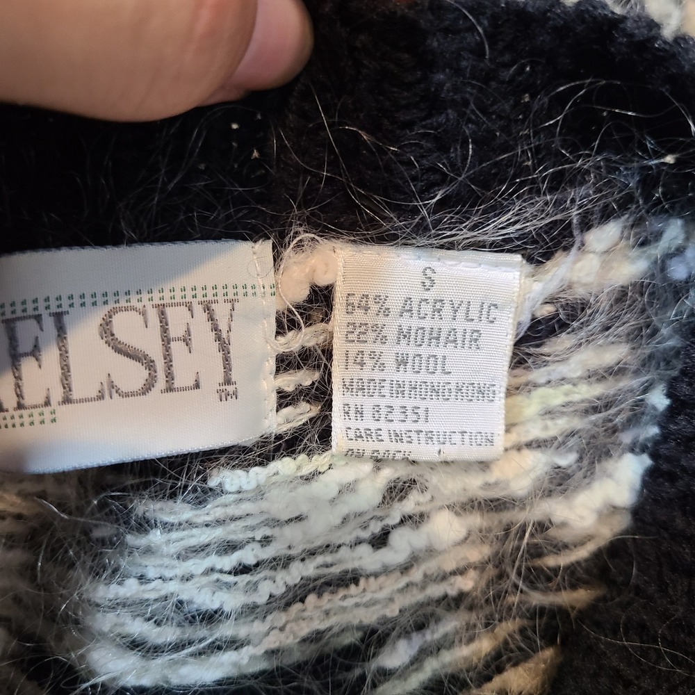 Vintage Mohair Wool Cardigan Women Size Small Retro Shaggy 1980s 90s Multi - Picture 11 of 12